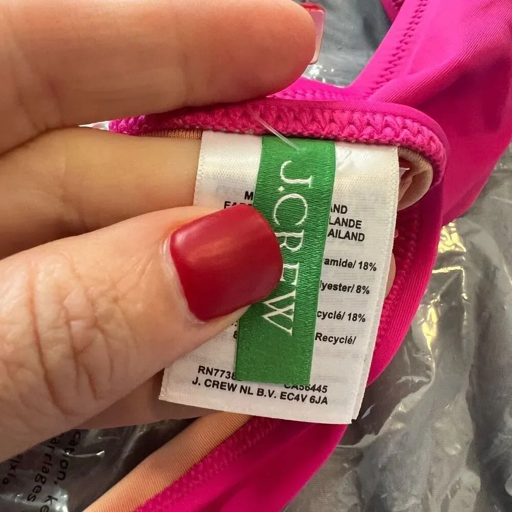 J.Crew Women's High-Leg Bikini Bottom Pink Size xxL Eco-Friendly‎ Swimwear NWT